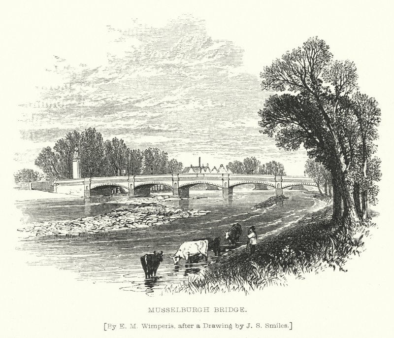 Musselburgh Bridge (engraving) 作者 埃德蒙·莫里森 (后) 温佩里斯