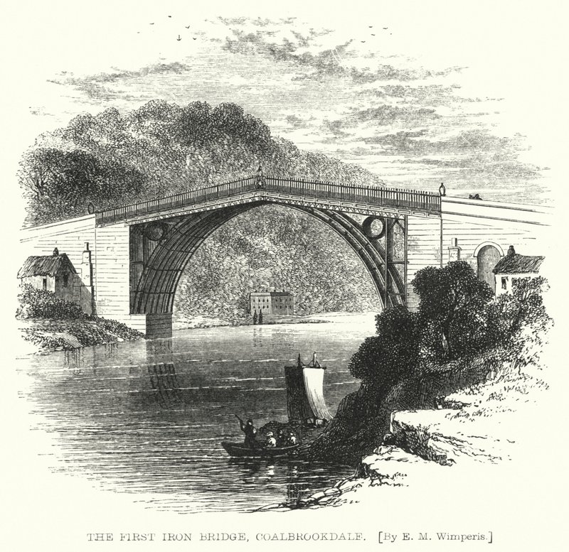 第一座铁桥，Coalbrookdale（雕刻） 作者 埃德蒙·莫里森 (后) 温佩里斯