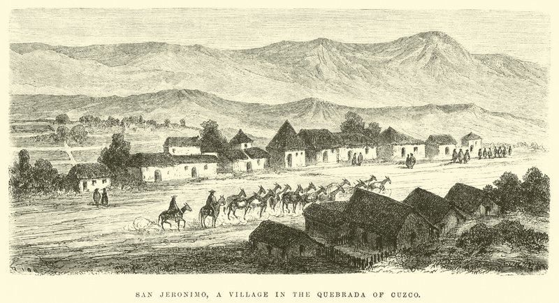 San Jeronimo，库斯科克夫拉达的一个村庄 作者 爱德华·里奥（Edouard Riou）