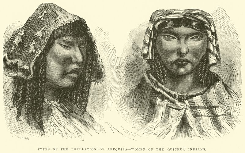 Arequipa人口的类型，Quichua印第安人的妇女 作者 爱德华·里奥（Edouard Riou）