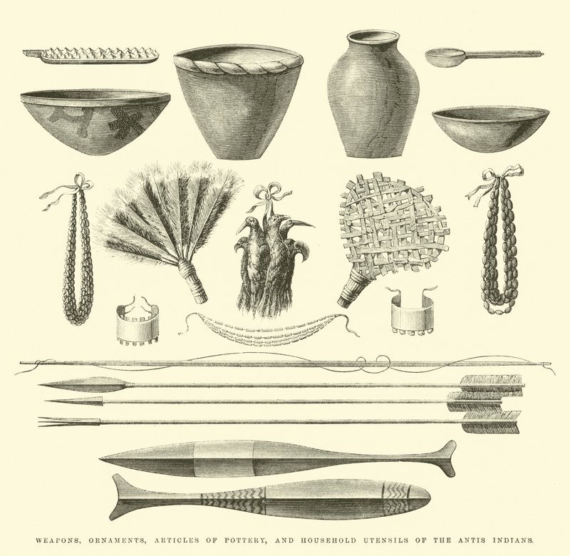 Antis Indians的武器，装饰品，陶器和家用器具 作者 爱德华·里奥（Edouard Riou）