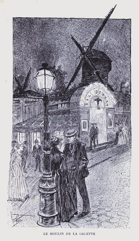 波西米亚巴黎：Le Moulin de la Galette（石版画） 作者 爱德华·阿尔弗雷德 (1875-1954) 库库尔