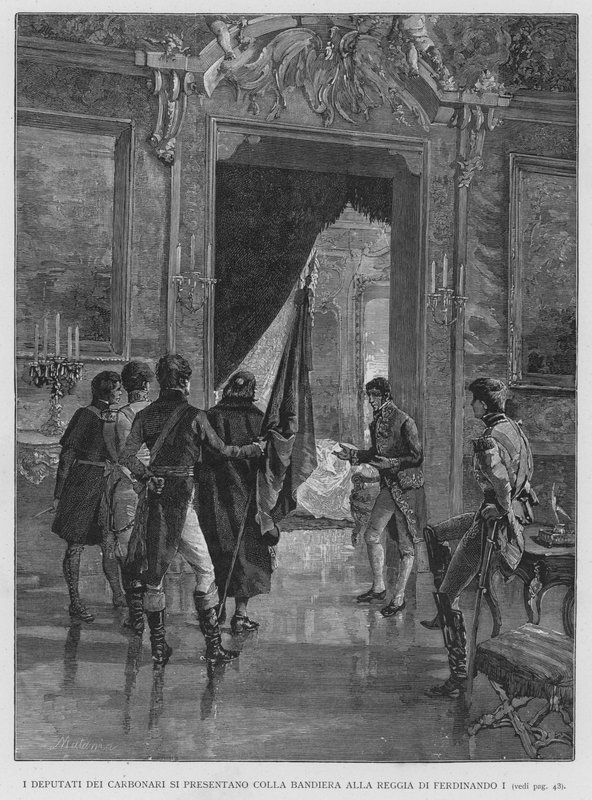 I Deputati Dei Carbonari Si Presentano Colla Bandiera Alla Reggia Di Ferdinando I (engraving) 作者 爱德华多·马塔尼亚