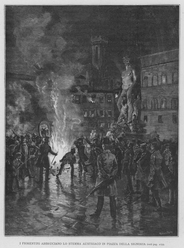 I Fiorentini Abbruciano Lo Stemma Austriaco In Piazza Della Signoria (engraving) 作者 爱德华多·马塔尼亚
