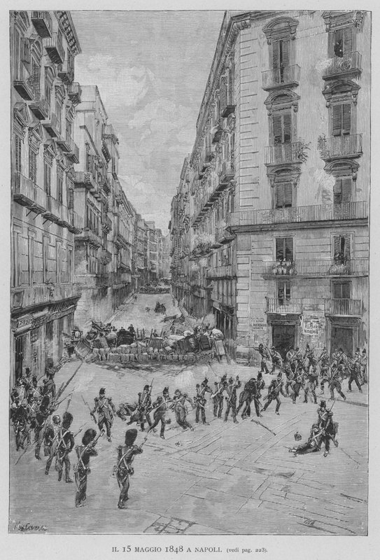 1848 年 5 月 15 日在那不勒斯（雕刻） 作者 爱德华多·马塔尼亚