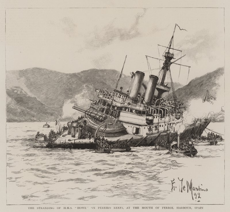 HMS Howe在西班牙费罗尔港口Pereiro Reefs的搁浅 作者 爱德华德马蒂诺