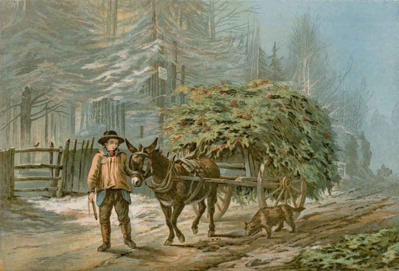 The Holly Cart (colour litho) 作者 爱德华（后）邓肯