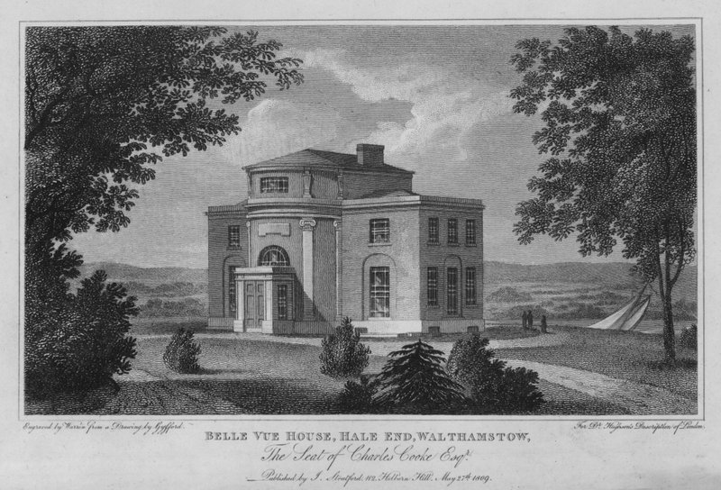 Belle Vue House，Hale End，Walthamstow，Charles Cooke 的座位（雕刻） 作者 爱德华（之后）吉福德