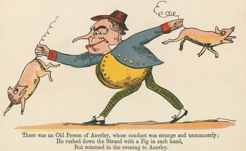 有一位Anerley的老人，他的行为很奇怪，也很无礼，来自Frederick Warne and Co.，London，1875年出版的“无言之书”。 作者 爱德华·李尔