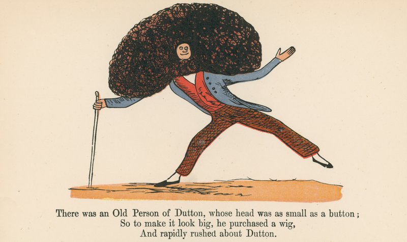 有一个Dutton的老人，他的头像按钮一样小，来自Frederick Warne and Co.，London，1875年出版的“A Book of Nonsense”。 作者 爱德华·李尔