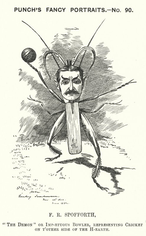 打孔卡通：Fred Spofforth，澳大利亚板球运动员（雕刻） 作者 爱德华·林利（之后）萨姆伯恩