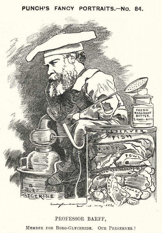 打孔卡通：英国化学家弗雷德里克·塞特尔·巴夫（Frederick Settle Barff）（版画） 作者 爱德华·林利（之后）萨姆伯恩