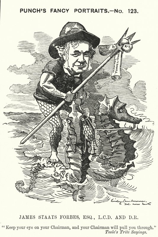 打孔卡通：James Staats Forbes，苏格兰铁路工程师和管理员（版画） 作者 爱德华·林利（之后）桑伯恩
