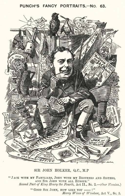 打孔卡通：英国律师和政治家约翰·霍尔克爵士（版画） 作者 爱德华·林利（之后）桑伯恩