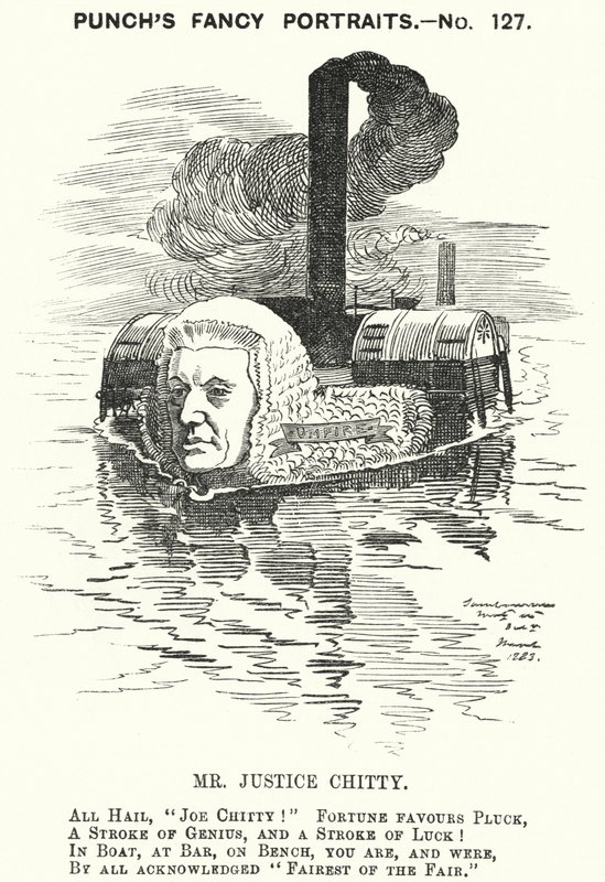 Punch cartoon: Sir Joseph William Chitty, English judge, Liberal politician and sportsman (engraving) 作者 爱德华·林利（之后）萨姆伯恩