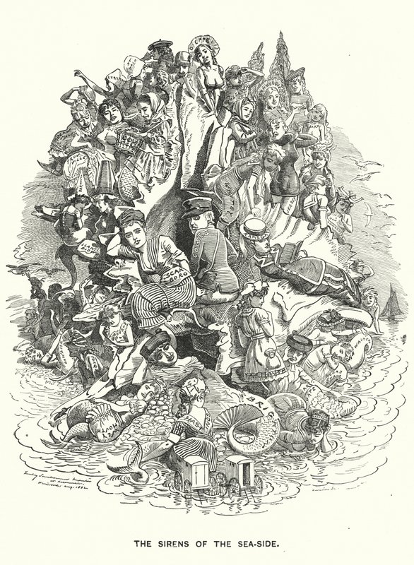打孔卡通：海边的塞壬——英国海滨度假胜地（版画） 作者 爱德华·林利（之后）萨姆伯恩