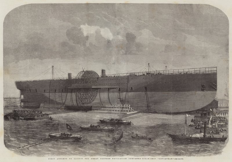 首次尝试启动Great Eastern Navigation Company的Steam-Ship Leviathan 作者 埃德温·威登