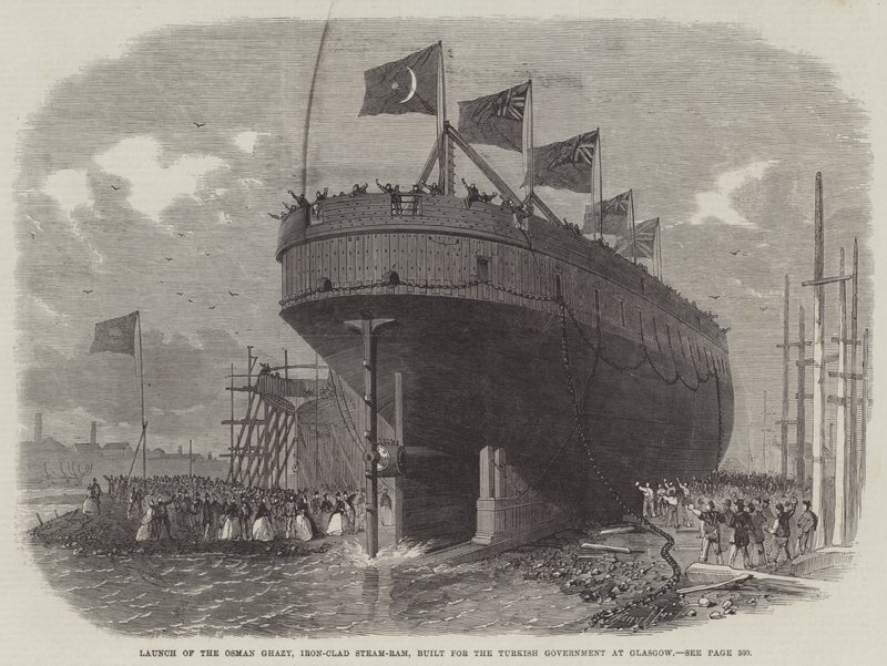 推出为格拉斯哥土耳其政府建造的Osman Ghazy，Iron-Clad Steam-Ram 作者 埃德温·威登