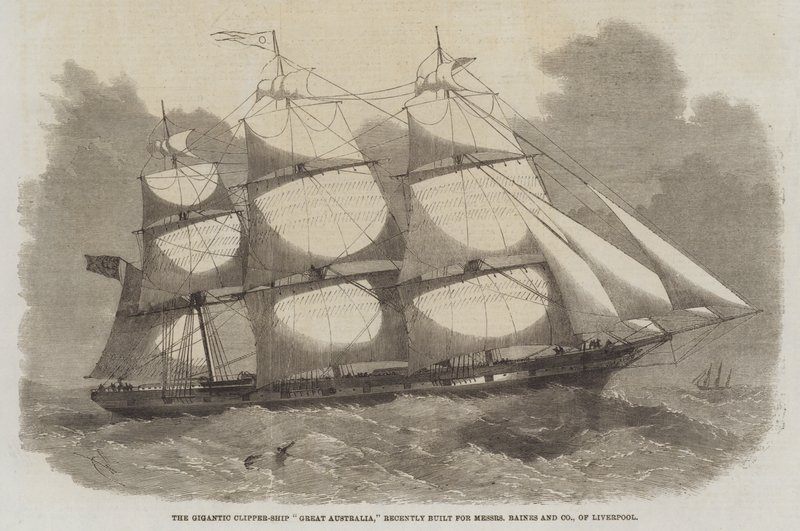 巨大的Clipper-Ship Great Australia，最近为利物浦的Messers Baines and Company建造 作者 埃德温·威登