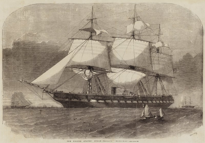 美国的Steam-Frigate Merrimac 作者 埃德温·威登