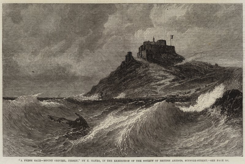 新鲜大风，Mount Orgueil，泽西岛 作者 埃德温·海斯（Edwin Hayes）