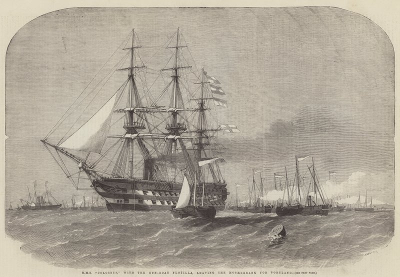 HMS Colossus与Gun-Boat Flotilla一起离开Motherbank去波特兰 作者 埃德温·威登