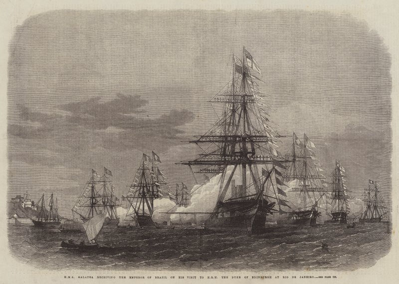 HMS Galatea在里约热内卢访问爱丁堡公爵时接受了巴西皇帝的邀请 作者 埃德温·威登