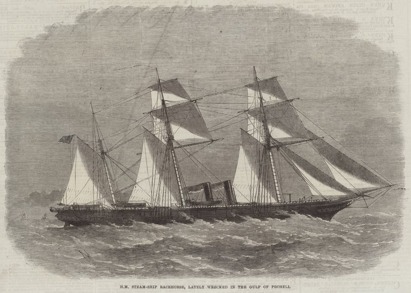HM Steam-Ship Racehorse，最近在Pecheli海湾失事 作者 埃德温·威登