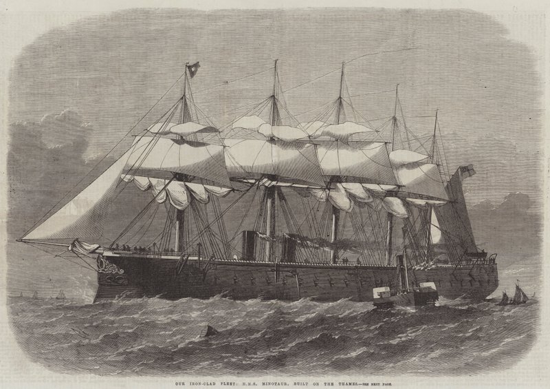 我们的铁质舰队，HMS Minotaur，建在泰晤士河上 作者 埃德温·威登