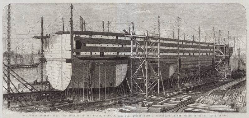 大型东部蒸汽船建筑在Stocks，Millwall，22,500吨的负担 作者 埃德温·威登