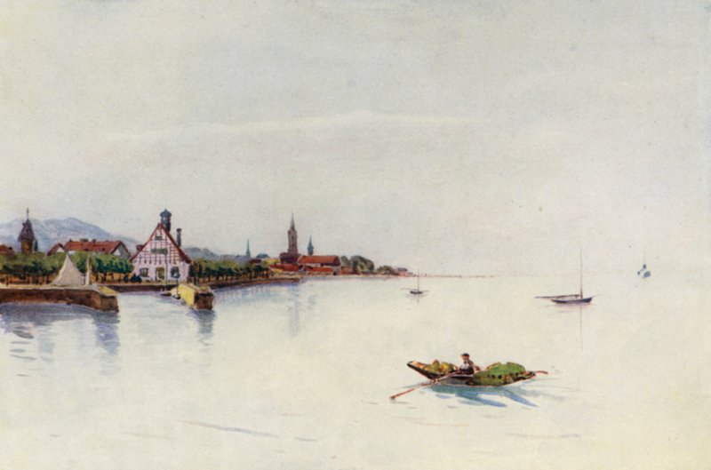 莱茵河：布雷根茨、博登湖、康斯坦茨湖（彩色石版画） 作者 艾菲·贾丁