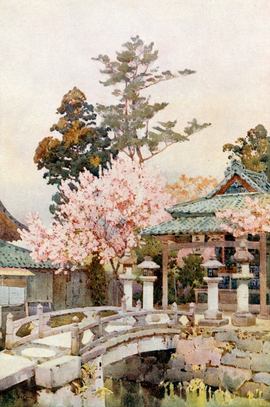 京密津神社（彩色石版画） 作者 艾拉·杜甘蔗