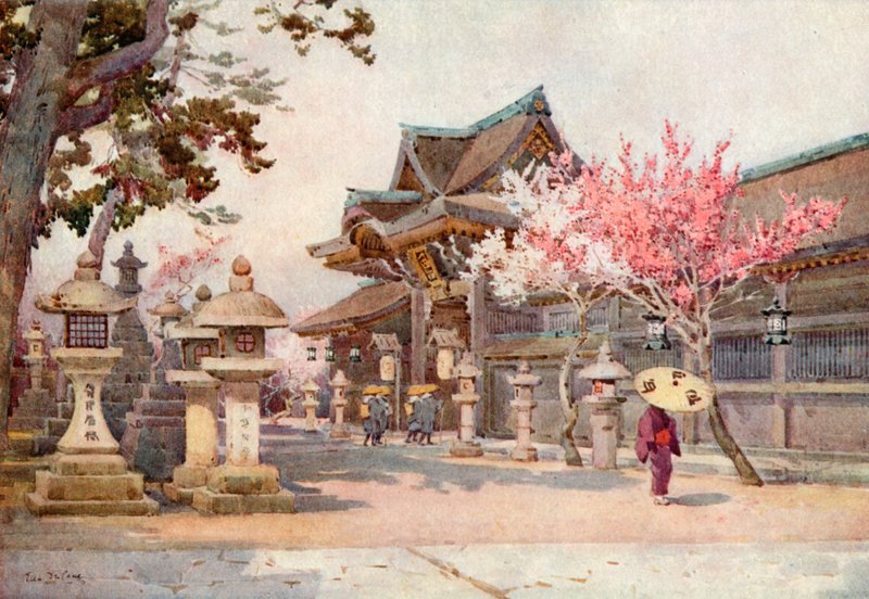在北野天神（彩色石版印刷） 作者 艾拉·杜甘蔗