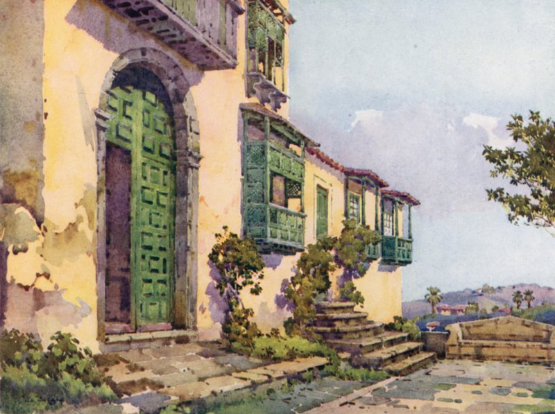 圣奥古斯丁修道院，Icod de los Vinos（彩色平版印刷） 作者 艾拉·杜甘蔗