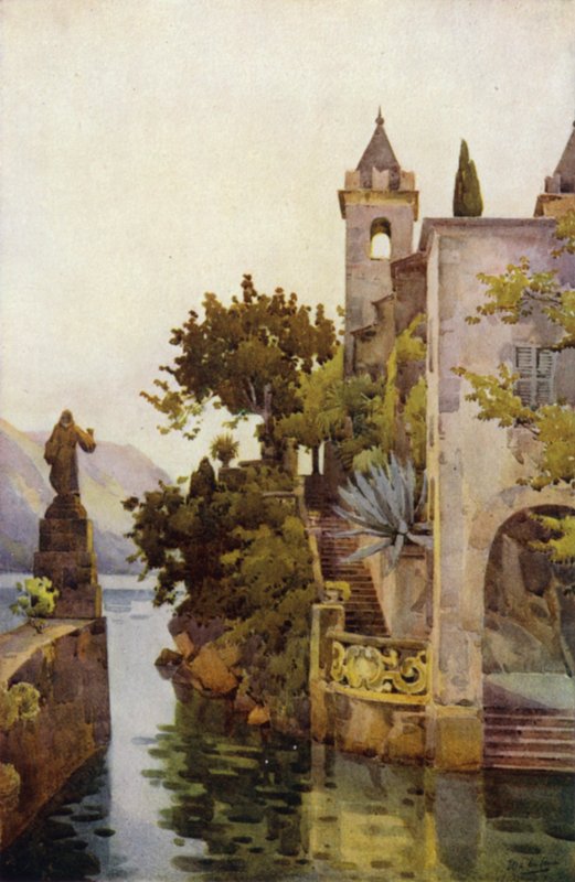 Villa Arconati，科莫湖（彩色光刻） 作者 艾拉·杜甘蔗