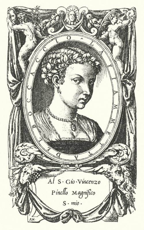 Lady Fiammetta，Giovanni Boccaccios小说Elegia of Madonna Fiammetta的主题 作者 Enea Vico