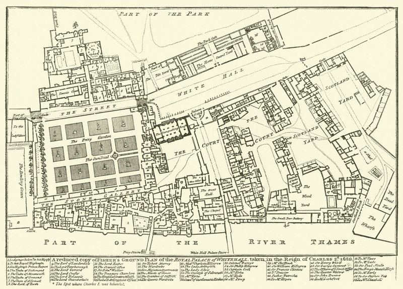 1680年查理二世时期拍摄的白厅皇宫渔民平面图缩减版 作者 英语学校