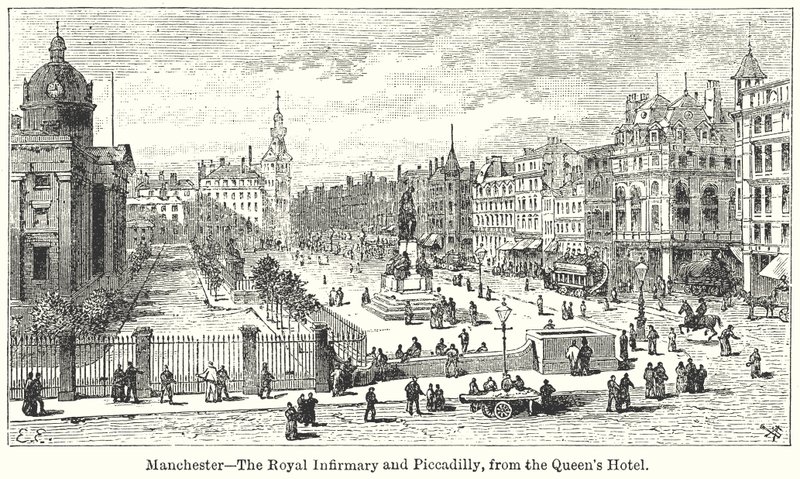 曼彻斯特Queens Hotel酒店的Royal Infirmary和Piccadilly 作者 英语学校