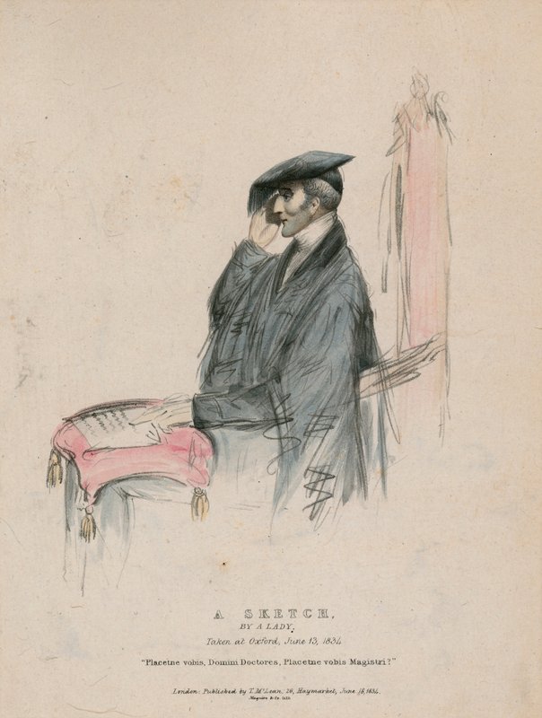 惠灵顿公爵，一位女士的素描，于1834年6月13日在牛津拍摄 作者 英语学校