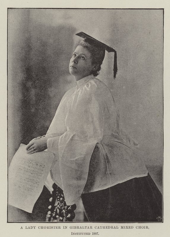 直布罗陀大教堂混合合唱团的夫人Chorister，成立于1887年 作者 英国摄影师