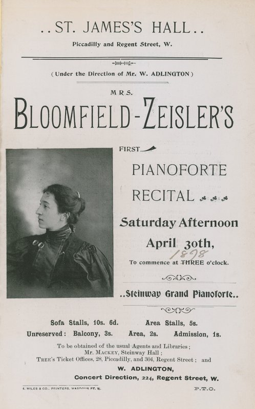Fannie Bloomfield-Zeisler为音乐会做广告 作者 英国摄影师