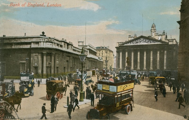 英格兰银行，伦敦。明信片于1913年寄出。 作者 英国摄影师