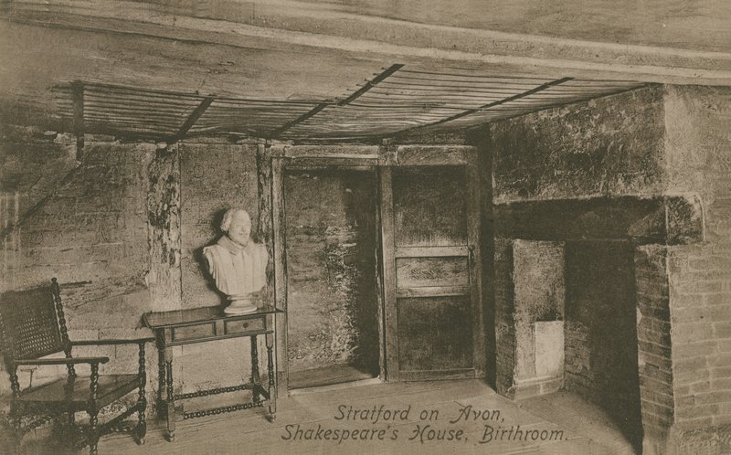 诞生室，莎士比亚故居，埃文河畔斯特拉特福。明信片于1913年寄出。 作者 英国摄影师