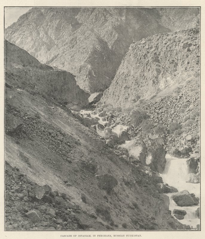 Isfairam级联，在Ferghana，俄国突厥斯坦 作者 英国摄影师