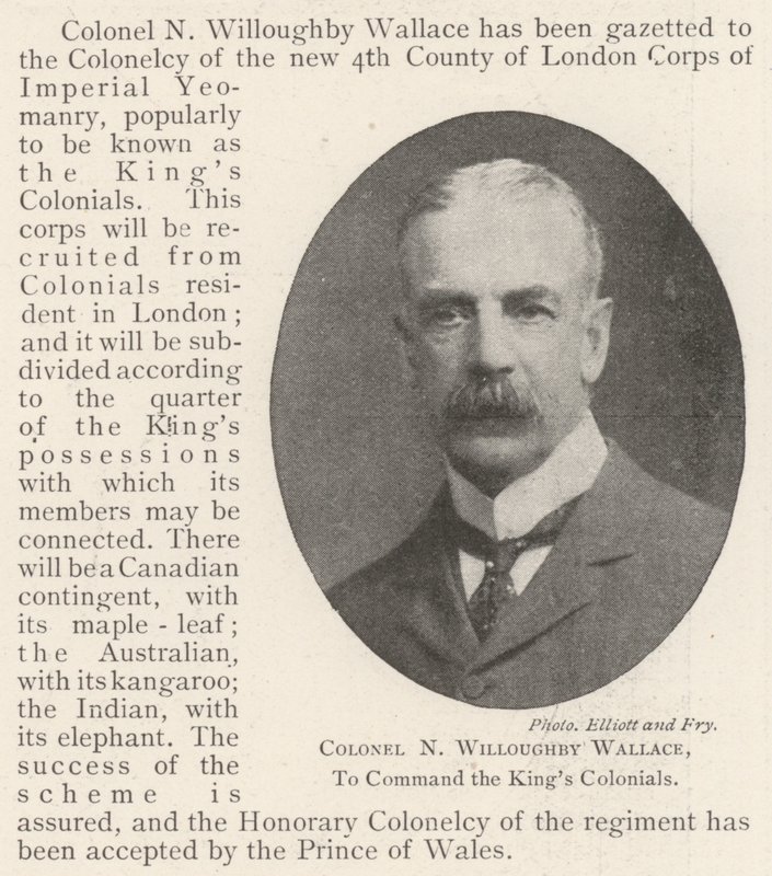 N Willoughby Wallace上校，指挥国王殖民地 作者 英国摄影师