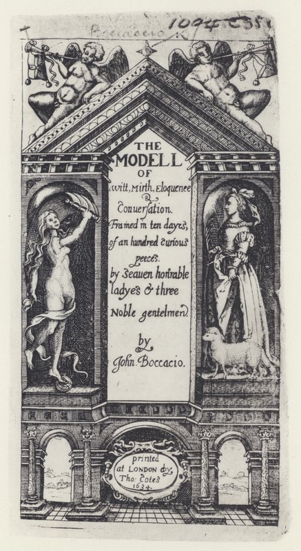 Boccaccio, The Modell of Witt, Decameron, T Cotes for B Allen and W Hope 1634 (b/w photo) 作者 英国摄影师