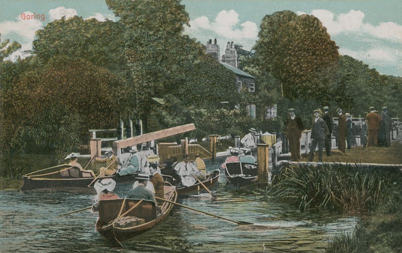 Goring  - 在河上划船。明信片于1913年寄出。 作者 英国摄影师