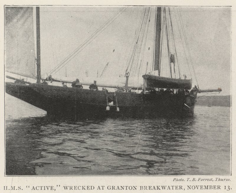 HMS Active，于11月13日在Granton防波堤失事 作者 英国摄影师