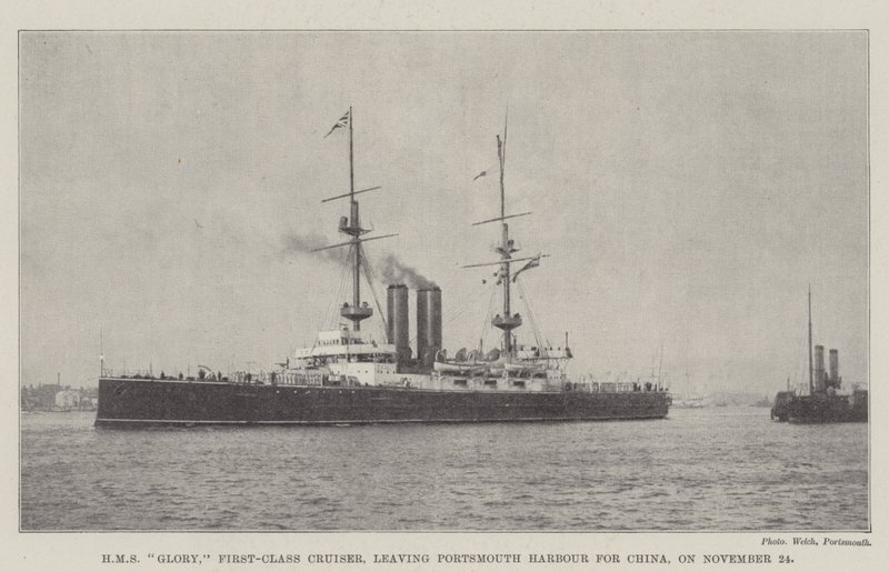 HMS Glory，头等舱巡洋舰，于11月24日离开朴茨茅斯港前往中国 作者 英国摄影师