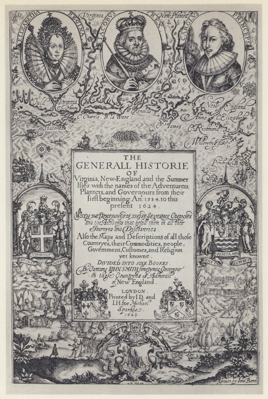 John Smith, The Generall Historie of Virginia, J Dawson for M Sparkes 1624 (b/w photo) 作者 英国摄影师